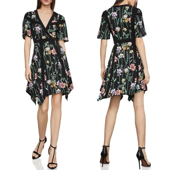 *NWT* BCBGMaxAzria Black Botanical Print Flowy Fit & Flare Dress - Size XXS - Picture 5 of 16